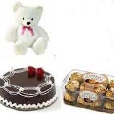 Teddy, Box of 16 Pieces Ferrero Rocher and Chocolates 1/2 Kg cake
