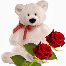 1 feet teddy bear with 2 red roses