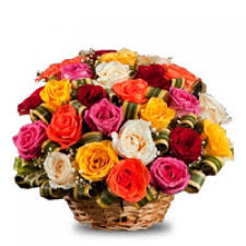 60 mix roses flowers basket