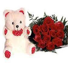 Teddy 6 inches With 12 Red Roses